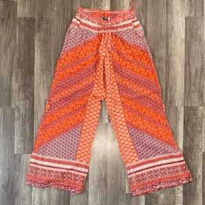 Earthbound Trading Co. Bohemian Orange Patterned Wide Leg Pants - S